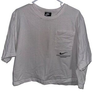 Nike Sportswear Metallic Swoosh Plus Size Crop Top T Shirt Sz 1X White REaD